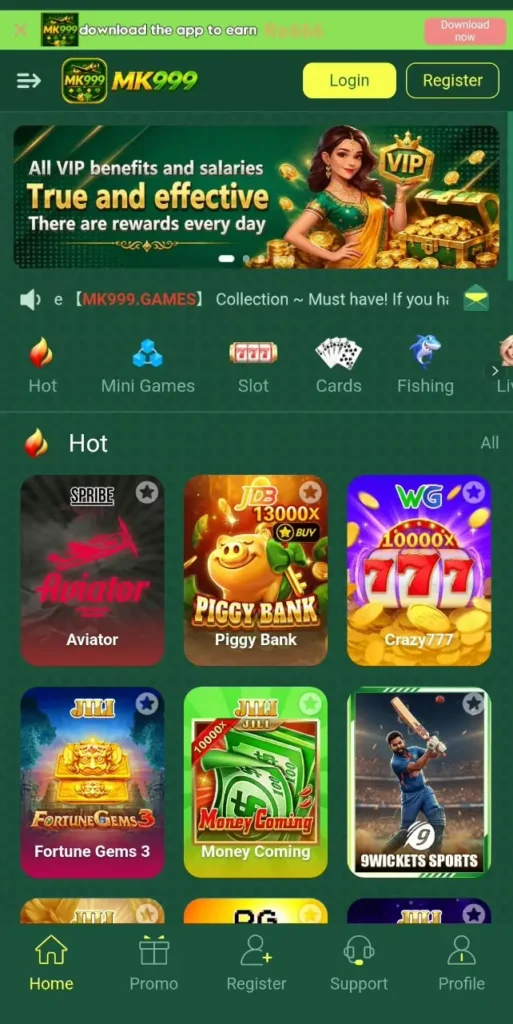 MK999 Game Homepage – 25M+ PKR Jackpot Display